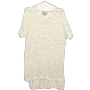 Anthropologie Open Knit Tunic Short Sleeve Skies are Blue Like New Small RM-B